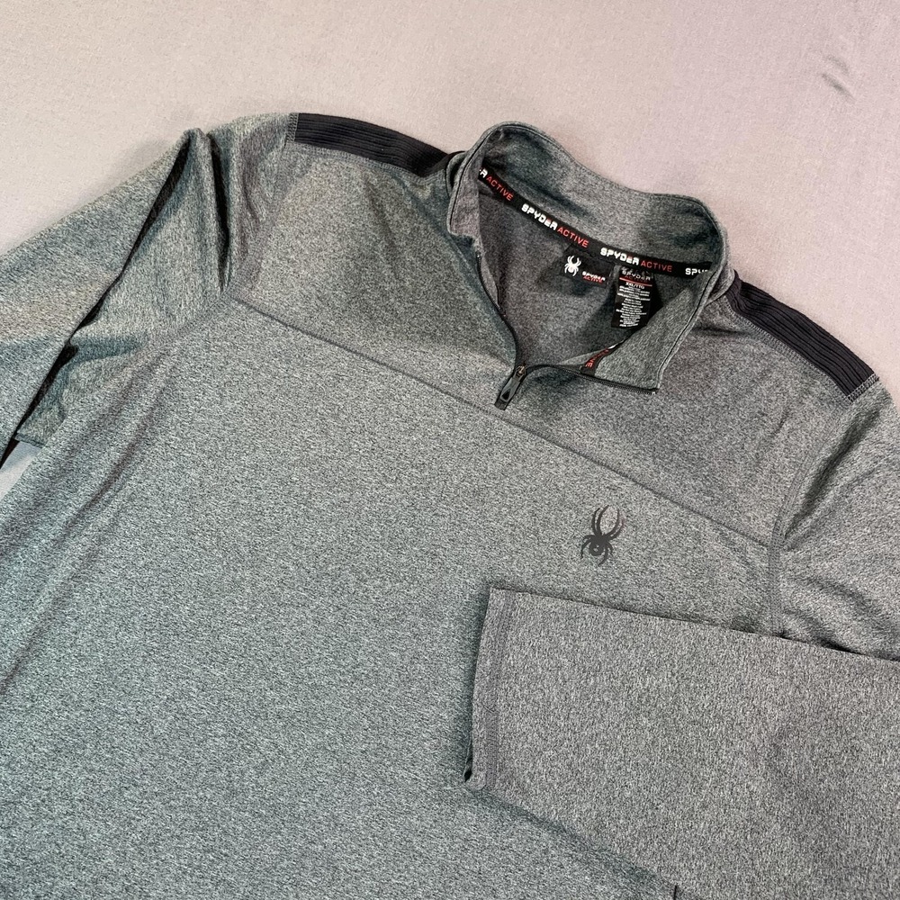 Spyder Active Pullover Mens 2XL Gray 1/4 Zip ProWEB Athletic Base Layer Gym‎